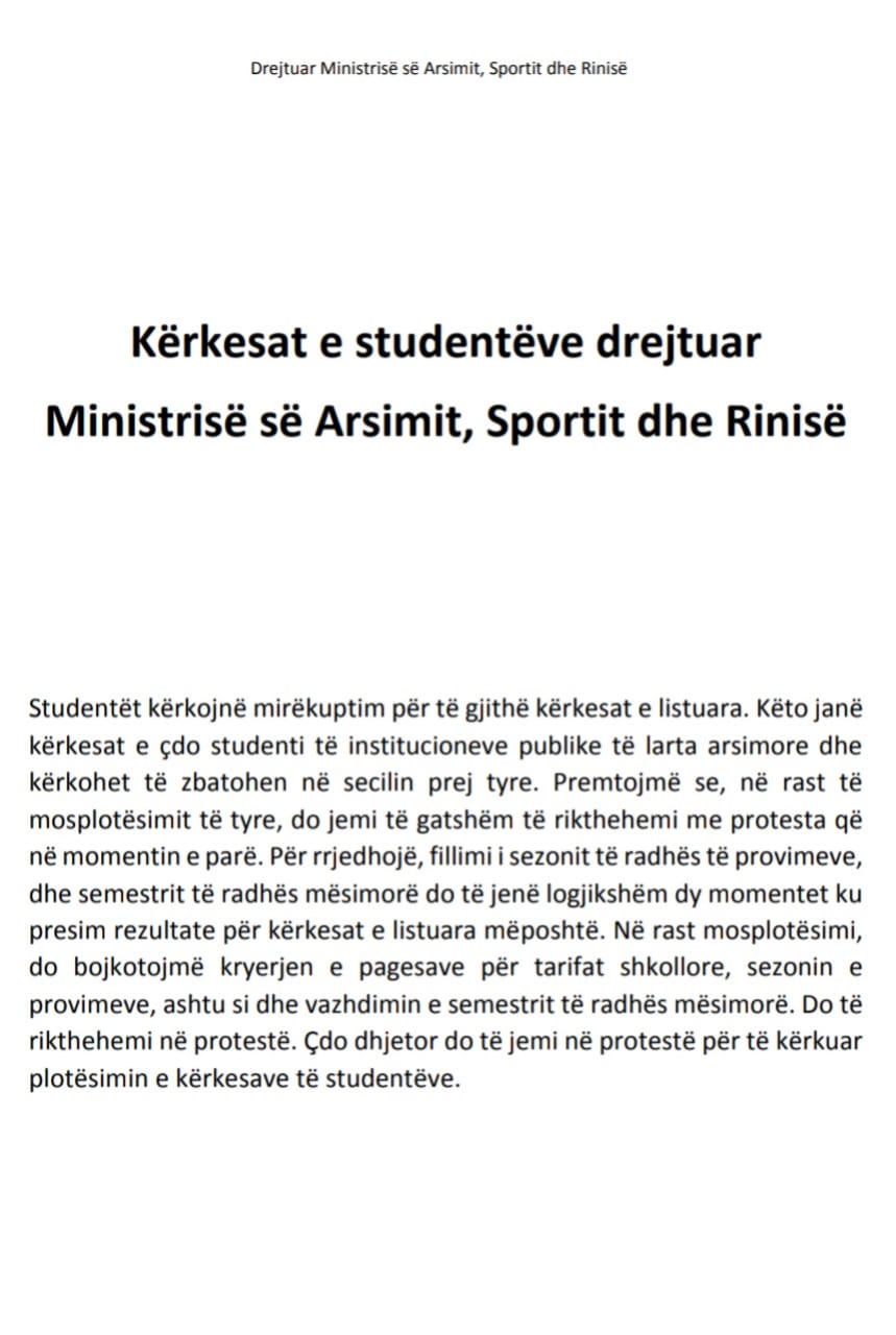 kerkesat e studenteve