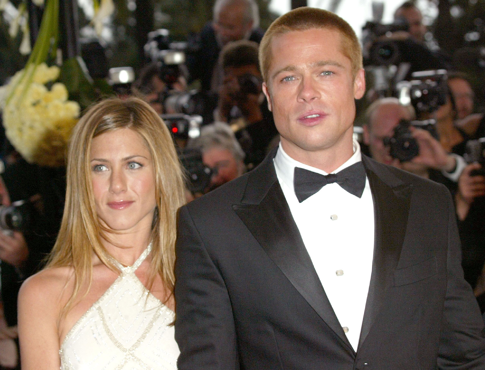 Jennifer Aniston and Brad Pitt during 2004 Cannes Film Festival - "Troy" Premiere at Palais Du Festival in Cannes, France. (Photo by Tony Barson/WireImage)