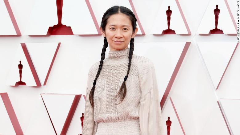 Oscar?? nominee Chlo?? Zhao arrives on the red carpet of The 93rd Oscars?? at Union Station in Los Angeles, CA on Sunday, April 25, 2021.