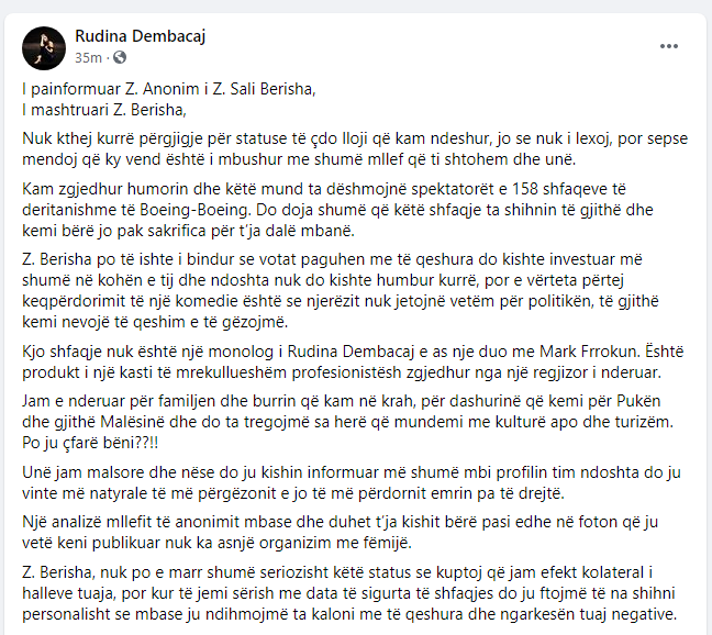 rudina dembacaj status berisha