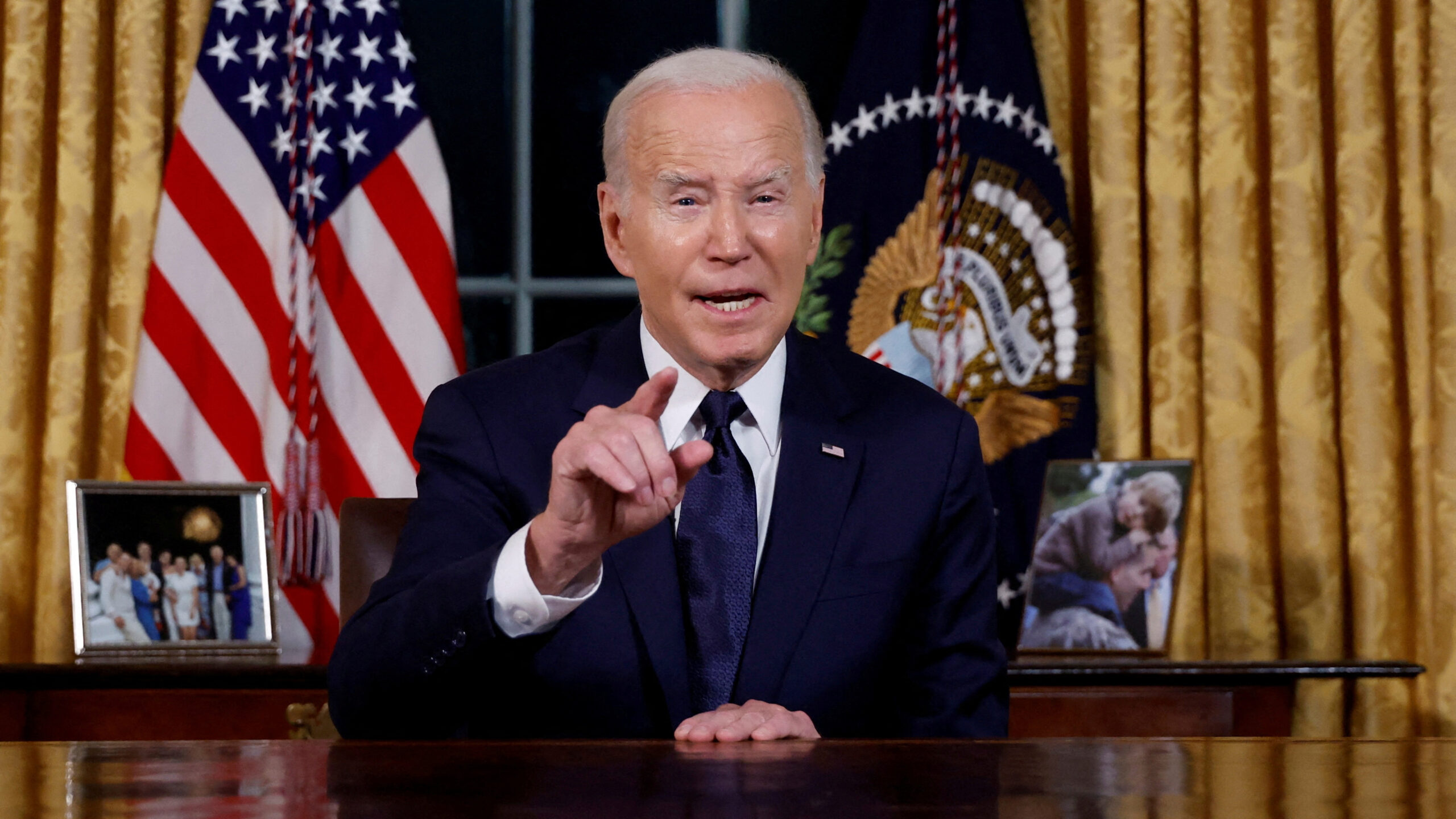 FILE PHOTO: U.S. President Joe Biden delivers an address to the nation from the Oval Office of the White House in Washington