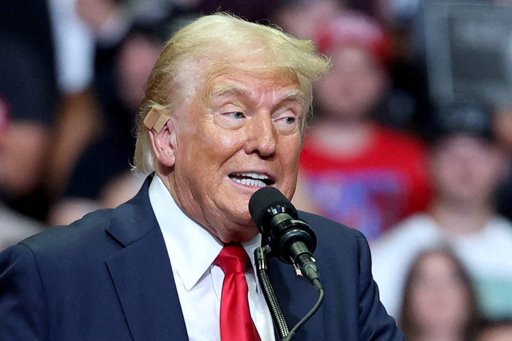 Republican presidential nominee Trump holds a campaign rally with his running mate Vance for the first time, in Grand Rapids