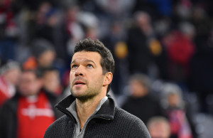 MUNICH, GERMANY - DECEMBER 20: Michael Ballack looks on prior to the DFB Cup match between Bayern Muenchen and Borussia Dortmund at Allianz Arena on December 20, 2017 in Munich, Germany. (Photo by Sebastian Widmann/Bongarts/Getty Images)